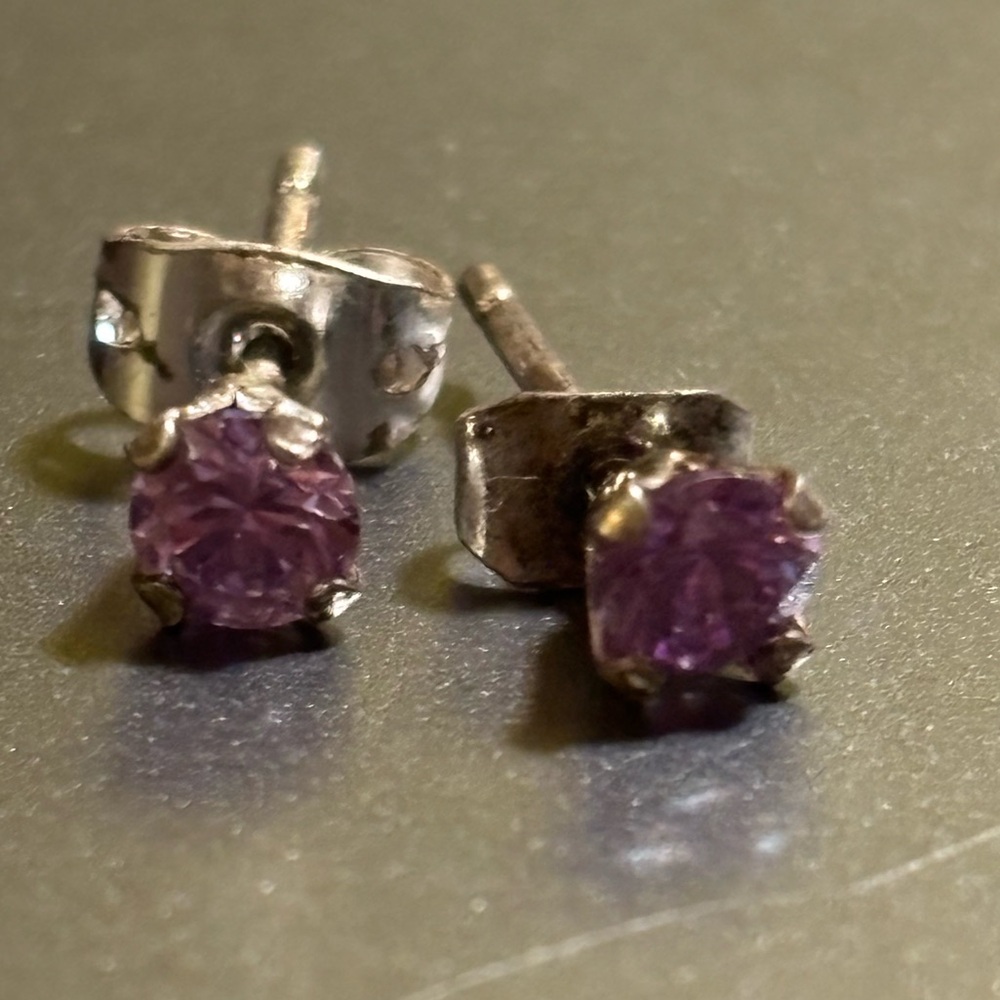 Sterling Silver Amethyst Stud Earrings